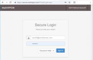 Screenshot of a login screen for recipients of an email sent through MailHippo.