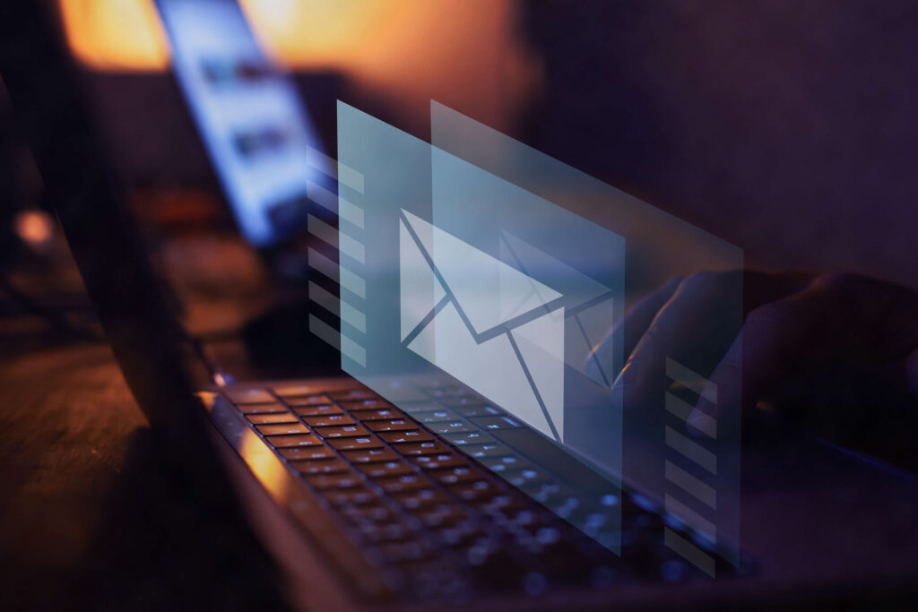 AI envelope is superimposed on top of computer keyboard