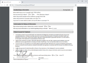 Completed and signed PDF form with certificate-based digital signature