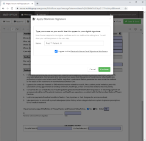 Electronic signature applied to PDF form