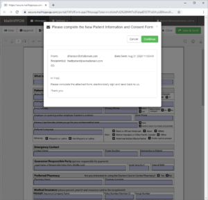 Recipient&rsquo;s view of a HIPAA-compliant, fillable PDF form and message