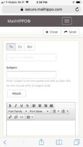 Demonstration of how to send secure emails from your phone using MailHippo