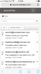 View of MailHippo inbox on mobile phone