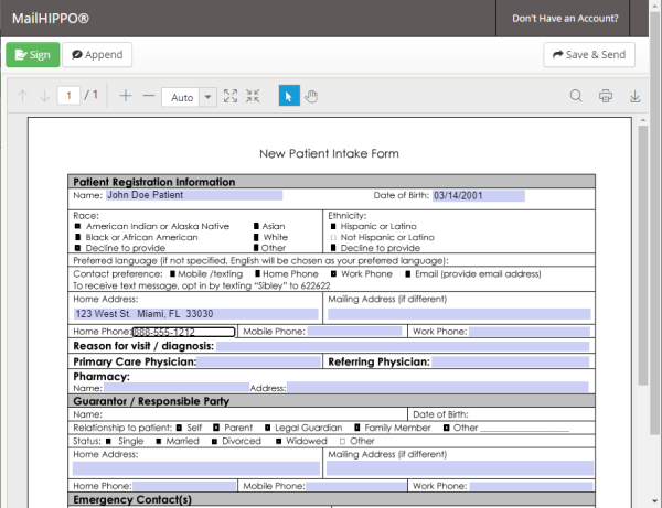 Screen: Fill and sign posted PDF form.