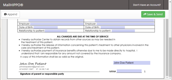 Screen: Signed PDF Form